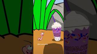 Grimace shake and little worm animation meme cartoon shorts [upl. by Jaye]