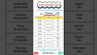 HSC Timetable 2024  12th board tentative time table  12th Maharashtra board time table hscexam [upl. by Atteval]