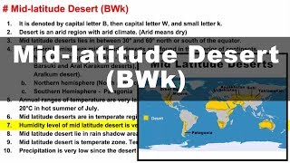 Koppen Scheme  Mid latitude Desert BWk  UPSC IAS Geography [upl. by Kihtrak]