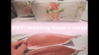 DIY Makeup Bag  2 Two ways of Sewing [upl. by Kihtrak]