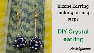 Crystal stone earring  Bicone earring making  Black stone earring [upl. by Annahsad]