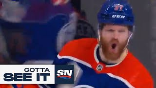 GOTTA SEE IT Leon Draisaitl Sets Up Warren Foegele With A Perfect Saucer Pass [upl. by Adnoek]