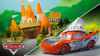 CARS Radiator Springs 500 12 OffRoad Rally Race Track Action Shifters Lightning Mcqueen Play Doh [upl. by Gaskins430]