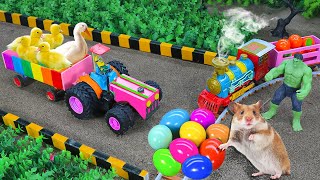 Diy tractor mini Bulldozer to making concrete road  Construction Vehicles Road Roller 163 [upl. by Eetnuahs]