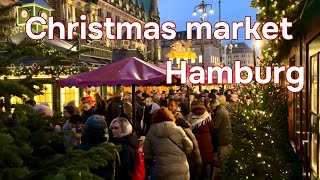 Christmas market at Rathaus Hamburg Walking starting from Neuer Wall [upl. by Anahs]