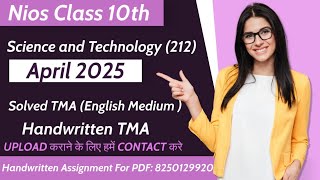 Nios April 2025 Class 10th Science and Technology 212 Fully Solved Tma nios niosapril2025 [upl. by Suilmann132]