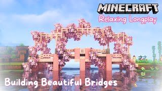 Building a Cherry Blossom Bridge  Relaxing Minecraft Longplay no commentary 120 [upl. by Imac]