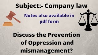 Discuss the Prevention of Oppression and Mismanagement [upl. by Johnson]