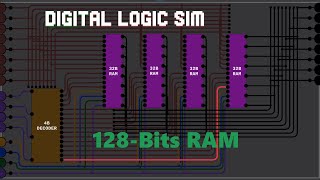 128Bits RAM In Digital Logic Sim digitallogic [upl. by Ayamahs6]