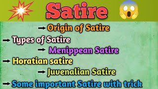 Satire Form of Poetry in hindiSatireLiterary form and termsTypes of Satire [upl. by Shaefer235]