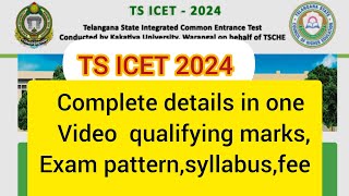 TS ICET 2024  TS ICET Exam Pattern syllabusnotificationqualifying marks [upl. by Suzan]