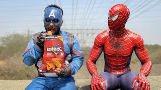 SPIDERMAN Bros vs CAPTAIN AMERICA In Real Life  Spiderman Comedy Video [upl. by Yeldoow]