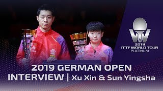 Xu Xin amp Sun Yingsha Interview  2019 ITTF German Open [upl. by Rad]