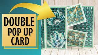 NO CUTTING DIES Double Pop Up Card TUTORIAL using ART DECO STYLE COLLECTION [upl. by Sucramraj]