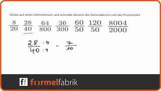 Brüche in Dezimalbruch und Prozentzahl umschreiben 2 [upl. by Ellenehs]