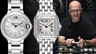 Cartier Steel Diamond Watches Review Ballon Bleu Tank Francaise Panthere  SwissWatchExpo [upl. by Aleacem479]