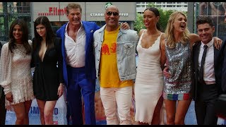 quotBaywatchquot Europa Premiere in Berlin mit David Hasselhoff und Dwayne Johnson 4K UHD [upl. by Poyssick]