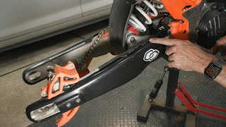 Crosslinked Component Swingarm Guards Installation on 2024 KTM 300 EXC TBI [upl. by Okoyik]