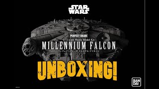 Star Wars Bandai 172 perfect grade Millennium Falcon model kit unboxing [upl. by Dottie]