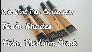 LA Girl PRO Concealers Shades for FAIRMEDIUMDARK SKIN in हिन्दीShade Guide [upl. by Nnarefinnej916]