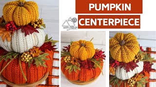 CROCHET Stacked Pumpkin Centerpiece Crochet Tutorial Step by Step pattern by Winding Road Crochet [upl. by Auqinom100]