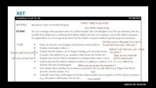 Sample of Oet Speaking  Dialysis for kidney failure [upl. by Annmaria990]