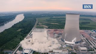 Sprengung der Kühltürme des AKW Philippsburg aus der Luft [upl. by Annairt588]