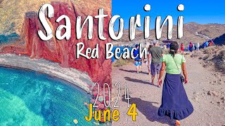 Red Beach Santorini Akrotiri walking tour in 4k drone shots Greece 2024 [upl. by Enahsed197]