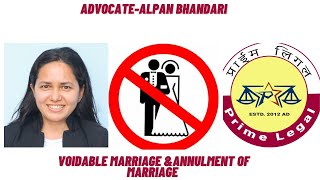 Voidable Marriage amp Annulment of marriage in NepalAdvocate Alpana Bhandari [upl. by Balac]