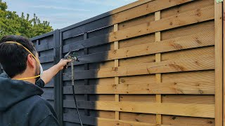 Painting a wooden fence with an airless sprayer  How To  WAGNER [upl. by Fabe]