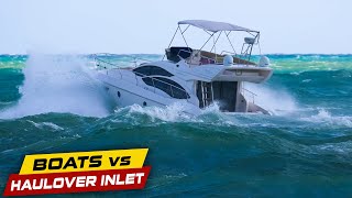 YACHT BURIED IN WAVES AT HAULOVER   Boats vs Haulover Inlet [upl. by Buine691]