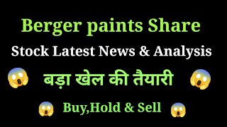 berger paints share news today l berger paints share price today I berger paints share latest news [upl. by Elleinad]