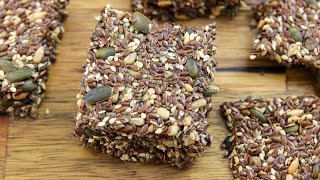 Healthy Seed Crackers Recipe  Gluten free Low Carb and Vegan [upl. by Alilad]