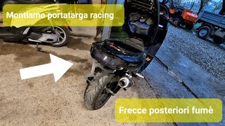 Yamaha Tmax 500 montiamo portatarga racing e frecce fumè  Tutorial [upl. by Luella964]