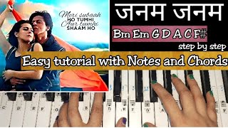 Janam Janam  Easy Piano Tutorial With Notations and Chords Step by step with leads and chords [upl. by Iohk]