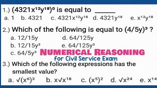 Numerical Reasoning for Civil Service Exam Law of Exponents [upl. by Caril]