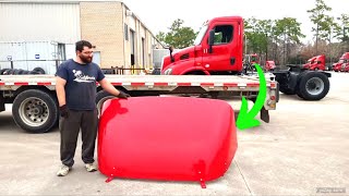 Unbolting a huge Fairing off of Freightliner Cascadias roof for delivery [upl. by Barrow]