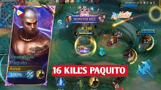 16 KILLS  LEGENDARY PAQUITO Top global build mlbb [upl. by Fischer]