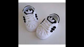 ADIDAS TEJIDOS A CROCHET PARA BEBE  PASO A PASO 0 A 3 MESES [upl. by Notniv]