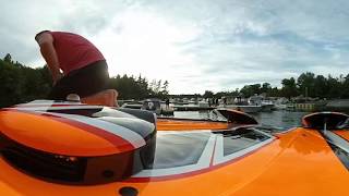 Watch in 360 AquaMania Departing Keewaydin Launch for a ride on the St Lawrence River [upl. by Ettennal261]