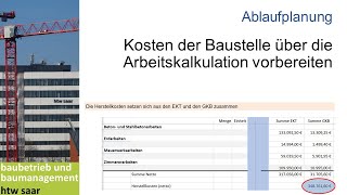 Arbeitskalkulation für die Baustelle erstellen  Kalkulation  Taktplanung  Lean  Baubetrieb [upl. by Eidlog]