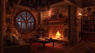 Cozy Hut Ambience  Gentle Night Rain amp Fireplace [upl. by Mignonne]