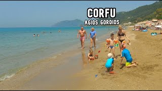 🇬🇷 CorfuGreece Agios Gordios Beach  Walking Tour 4k [upl. by Olbap]