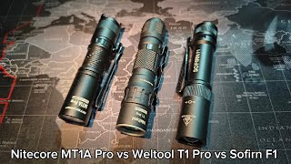 Nitecore MT1A Pro Tac vs Weltool T1 Pro vs Sofirn F1  Beamshots at Four Story Building Range 25m [upl. by Peednas840]