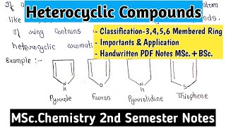 Heterocyclic Compounds  ThreeFourFive Six Membered Rings  Importance amp Application mscnotes [upl. by Naenaj]