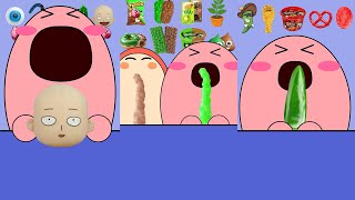 Kirby Animation  Eating Giant Gummy Green amp Brown Food Spicy Food Asmr Mukbang Complete Edition [upl. by Whiffen]