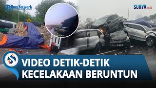 Rekaman CCTV Detikdetik Kecelakaan di Tol Purbaleunyi Truk Pengangkut Kardus Seruduk Mobil [upl. by Wanfried]