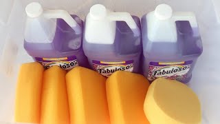 💜 ASMR GALLONS OF FABULOSO SPONGE SQUEEZING 💜 [upl. by Yelrebmik]