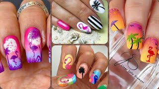 Pink Flamingo Nails Art For Beginner 💖 💅 New Nails Design 💝 New Nails [upl. by Ardnaid]