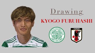 Drawing Kyogo Furuhashi｜Procreate ｜footballer ｜古橋 亨梧 [upl. by Anaer976]